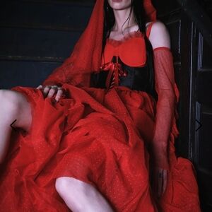 Lydia's Red Lace Wedding Dress X Beetlejuice